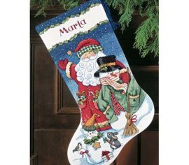 Santa & Snowman Stocking 08714 DIMENSIONS