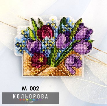 Магніт Весняний привіт М_002 Кольорова вишивка хрестом | Набір - Салон рукоділля