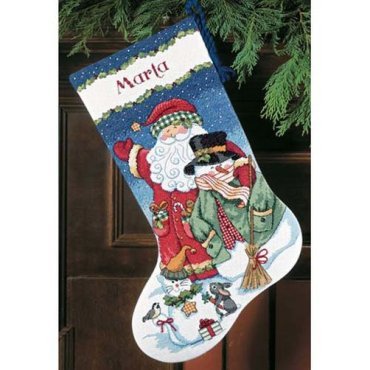 Santa & Snowman Stocking 08714 DIMENSIONS