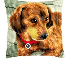 Dog Dachshund Такса PN-0148521  VERVACO Подушка вышивка крестом | Набор | Купить - Салон рукоделия — Давайте создадим шедевр вместе