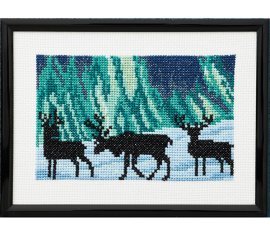 Олень у північному сяйві Reindeer in Northern Lights  13-5398 Permin - Набір для вишивання хрестиком | Салон рукоділля