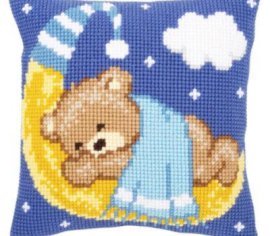 Blue Teddy on the Moon  Ведмедик у блакитному на місяці PN-0148196 VERVACO Подушка вышивка крестом | Набор | Купить - Салон рукоделия — Давайте создадим шедевр вместе