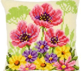 Flowers field poppies Квіти польові маки PN-0143708 VERVACO Подушка вышивка крестом | Набор | Купить - Салон рукоделия — Давайте создадим шедевр вместе