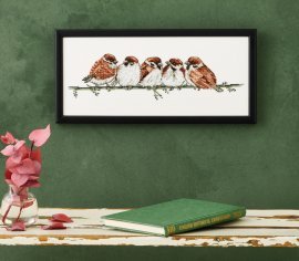 Горобці House sparrow  92-2441 Permin - Набір для вишивання хрестиком | Салон рукоділля