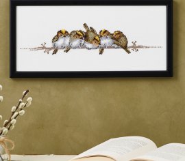 Золоті чубаті крапники Goldencrested wren 92-5315 Permin - Набір для вишивання хрестиком | Салон рукоділля