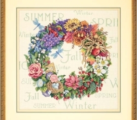 Spring Wreath with Flowers cross-stitch kit on Aida 16 count canvas. Roses Cross Stitch kit by 2024 LetiStitch Leti990