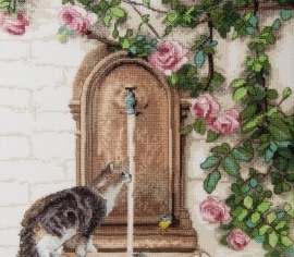"Cat and roses" Counted Cross Stitch Kit GOLDEN FLEECE Z-054