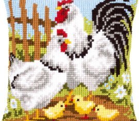 Chicken family on a farm Куряча сім'я на фермі PN-0146209 VERVACO Подушка вышивка крестом | Набор | Купить - Салон рукоделия — Давайте создадим шедевр вместе