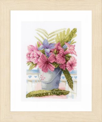 Flowers in a bucket Букет квітів у ведерці PN-0154327 LanArte вишивка хрестиком | Набір - Салон рукоділля Давайте створимо шедевр разом!