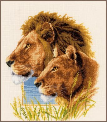 Lion couple Пара львів PN-0143773 Vervaco вишивка хрестом | набір | Купити - Салон рукоділля - Давайте створимо шедевр разом! 