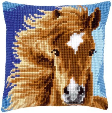 Brown horse Коричневий кінь PN-0149463 Подушка вышивка крестом | Набор | Купить - Салон рукоделия — Давайте создадим шедевр вместе