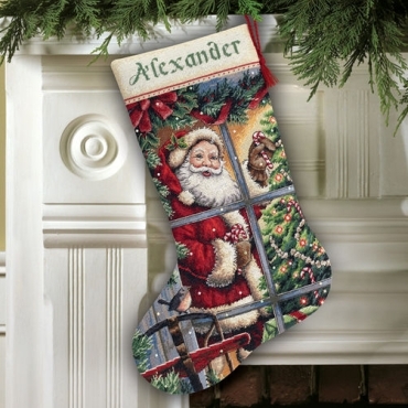 Карамельная трость/Candy Cane Santa Stocking 08778 DIMENSIONS