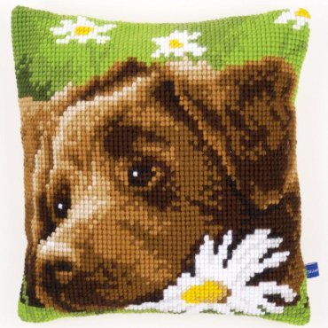Chocolate Labrador Шоколадний лабрадор PN-0153855 VERVACO Подушка вышивка крестом | Набор | Купить - Салон рукоделия — Давайте создадим шедевр вместе