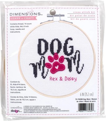 «Dog Mom Hoop (П’яльця «Мама песика») 72-76289 DIMENSIONS - Набір для вишивання хрестиком | Салон рукоділля