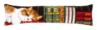 Cat sleeping on bookshelf  Кіт, що спить PN-0148238  VERVACO Подушка вышивка крестом | Набор | Купить - Салон рукоделия — Давайте создадим шедевр вместе