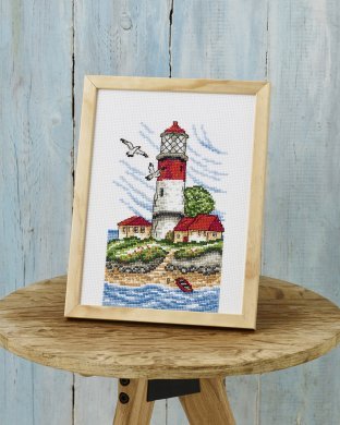 Маяк на острові Lighthouse on the Island 92-6150 Permin - Набір для вишивання хрестиком | Салон рукоділля