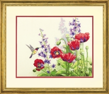 Hummingbird and Poppies 70-35344 DIMENSIONS