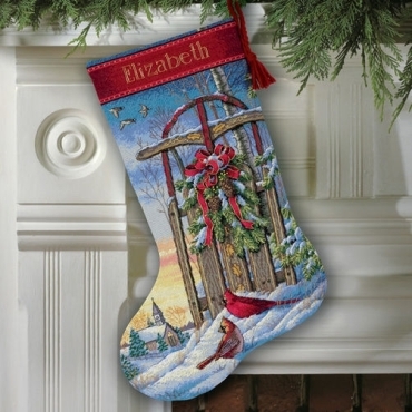 Christmas Sled Stocking 08819 DIMENSIONS